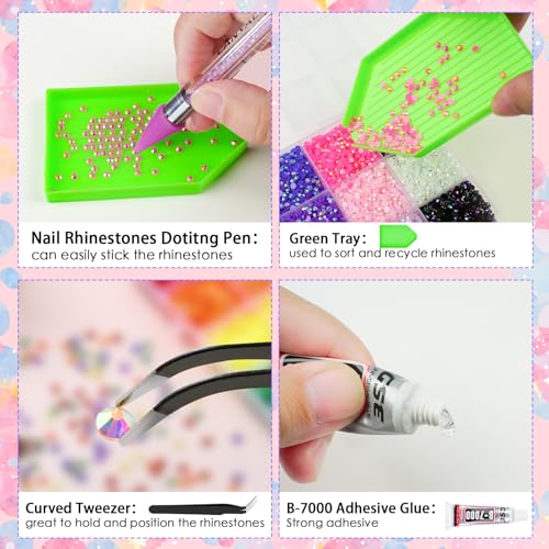 18000 Pcs Multicolor 3mm Resin Rhinestones for Nail Art