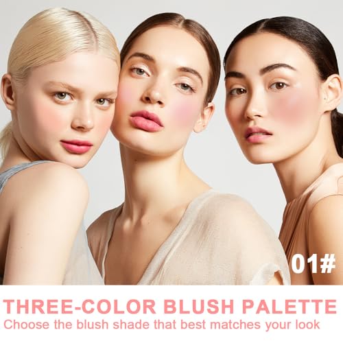 HHLTOH 3-Color Matte Blush Palette with Brush - Contour & Bronzer Makeup Set