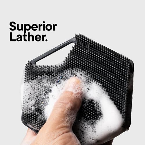 TOOLETRIES Body Scrubber 2.0 & Shower Hook - Silicone Scrubber for Cleaning and Exfoliating with Storage Hook - Extra Long Bristles with Ergonomic Handle, Long-Lasting & Easy to Clean