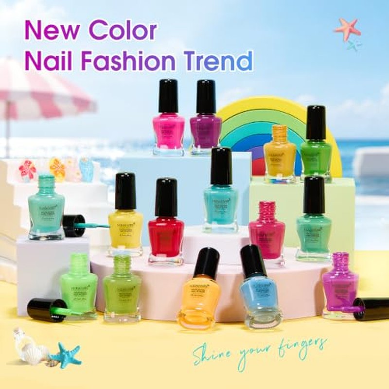15 Color Quick Dry Nail Polish Set - Fast Drying Non-Gel