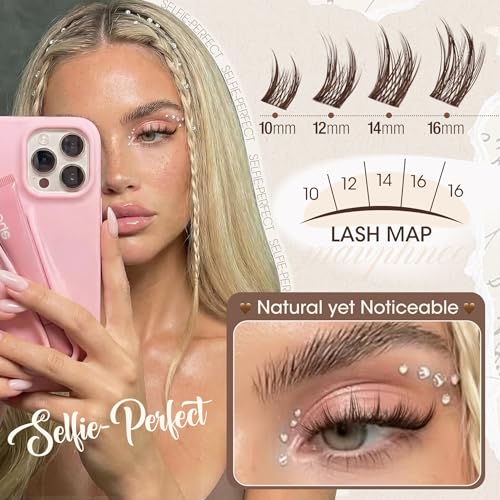 Brown Cluster Lashes 108Pcs - DIY Wispy Eyelash Extensions