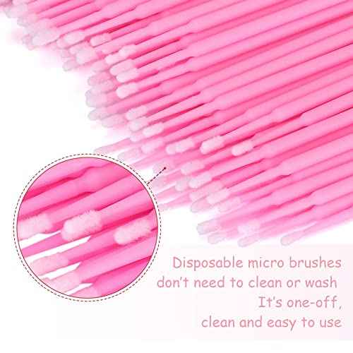 G2PLUS Micro Swabs - 100pcs Cotton Swabs for Makeup, Pink Disposable Applicators Brush for Nails, Eyeliner and Lash Tech Supplies