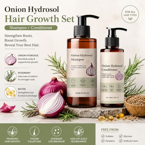 Onion Hydrosol Shampoo & Conditioner Set for Hair Growth - Biotin & Rosemary