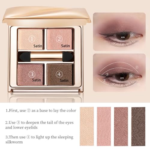 Nude Rose Shimmer Eyeshadow Palette - 4 Soft Pearl Shades