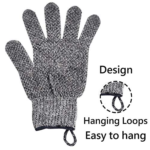 Bamboo Charcoal Exfoliating Shower Gloves | Body Scrub Pair