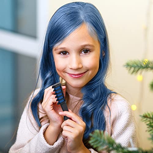 Blue Hair Chalk for Kids - 6 Washable Temporary Color Combs