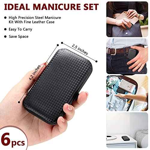 Hanaive 6 Set Manicure Set 48Pcs Nail Clippers Pedicure Kit 8 in 1 Stainless Steel Grooming Kit Professional Nail Care Tools with Luxurious Travel Case for Men Women Gift(Black, Red)
