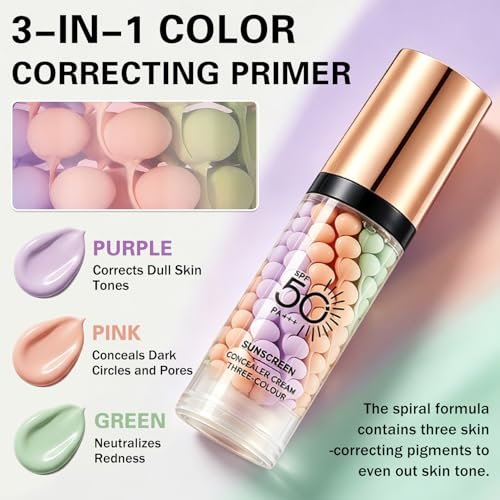 Color Correcting Face Primer SPF 50 PA+++, 3-in-1 Moisturizing