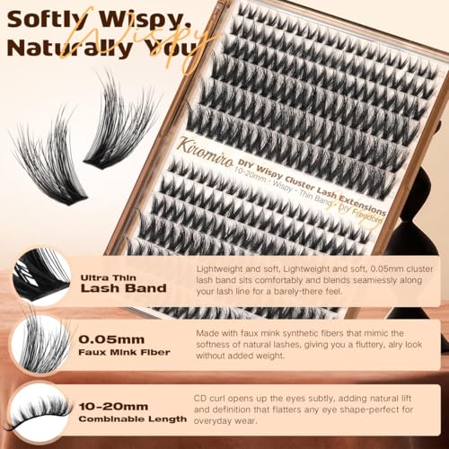 Kiromiro Wispy Lash Clusters 10-20mm Fluffy Eyelash Extensions