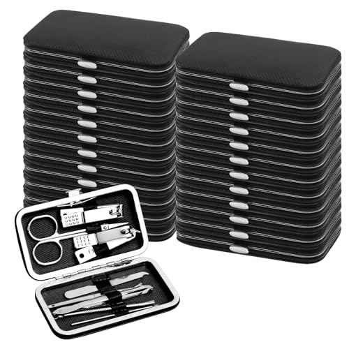 24pack Manicure Set in Bulk, Nail Clippers Kit Stainless Steel Fingernail Clippers Set, Sturdy Nail Tip Cutter Trimmers Professional Grooming Toenail Clippers Personal Pedicure Kits (8-in-1, Black)