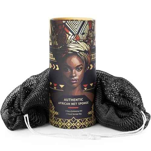 African Net Sponge Authentic - Afro Scrub Exfoliating Net Sponge with Knots - African Bath Sponges for Body Scrubber Exfoliator - Back Scrubber for Shower Bathing Accessories