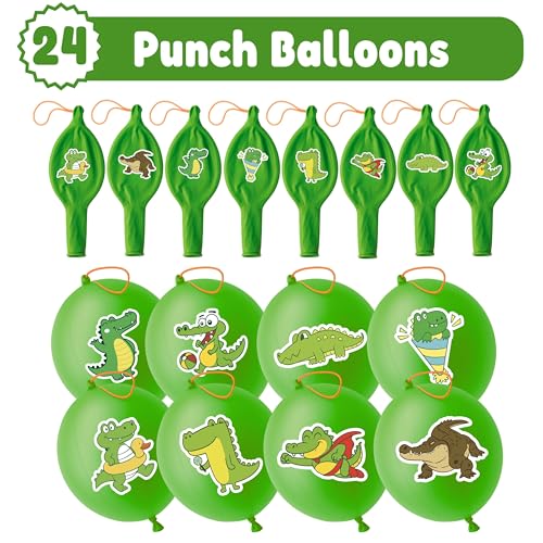Alligator Party Favors Pack - 48 Tattoos & 24 Punch Balloons