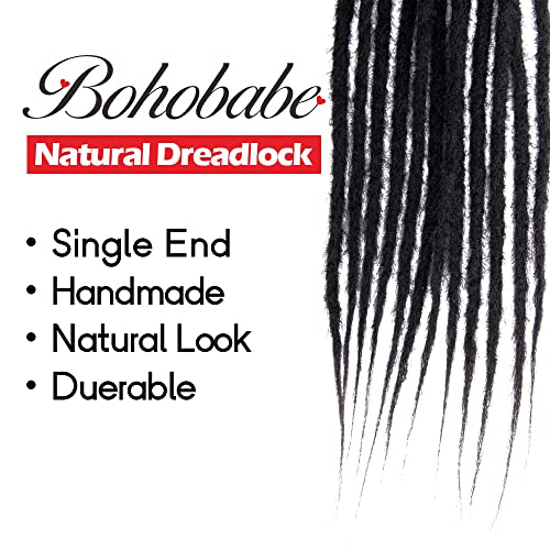 BOHOBABE 0.6cm Thin Synthetic Dreadlock Extensions 20 Inch 12 Strands Reggae Dreadlocks Extension Synthetic Dreads Loc 20" Black/Medium Auburn (12 Strands,T30)