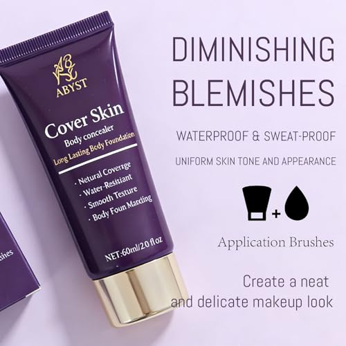 Waterproof Body Makeup with Brush & Puff - Full Coverage for Tattoos & Scars