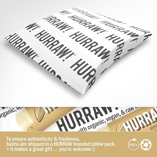 Hurraw! Almond Lip Balm, 3 Pack: Organic, Certified Vegan, Cruelty and Gluten Free. Non-GMO, 100% Natural Ingredients. Bee, Shea, Soy and Palm Free. Made in USA