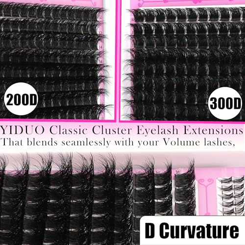 YIDUO Cluster Lashes Kit 3D Volume 200D+300D Extensions