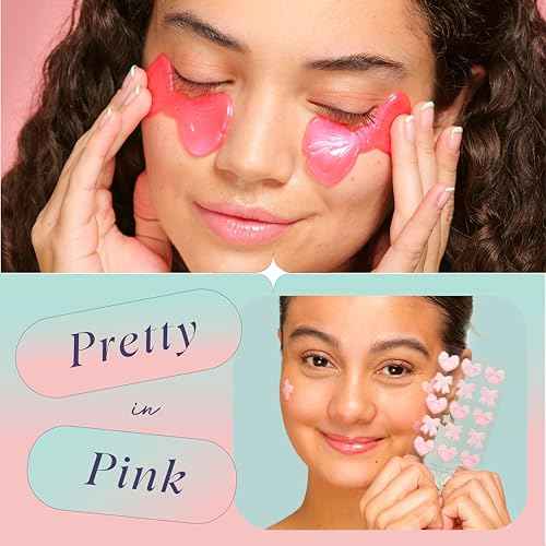 SpaLife PRETTY IN PINK UNDEREYE MASK & PIMPLE PATCH DUO ? Hydrogel Undereye Patches for Dark Circles, Puffy Eyes ? Hydrocolloid Pimple Patches ? Mother's Day Gifts for Her - 42 Total Patches