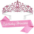Pink Princess Tiara - Bridal & Party Crown for Girls & Women, Elegant Jewelry Accessory