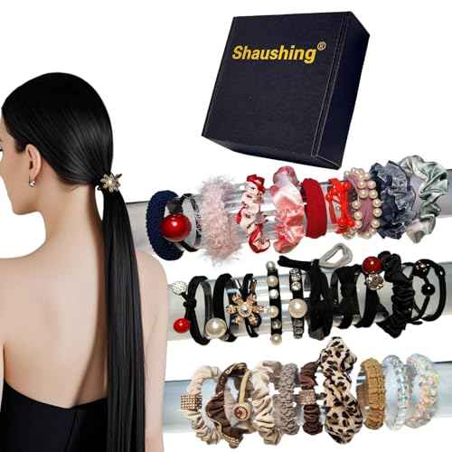 Curated 31pc Fancy Hair Ties for Women & Teens - Decorative Scrunchies, Pretty Ponytail Holders, Boutique Gift Box Set