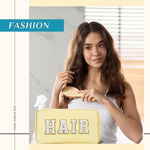 Preppy Makeup Bags Set of 4 Chenille Letter Nylon Pouches