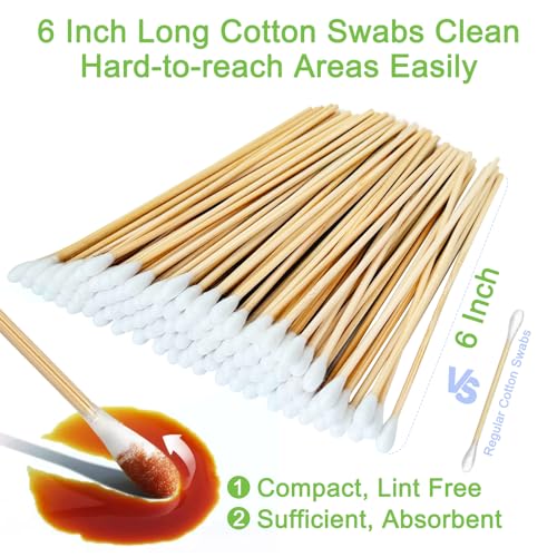 200 Pcs Long Wooden Cotton Swabs for Makeup, Ear Cleaning & Precision Cleaning - Variation: 1 Bag-200 Pcs