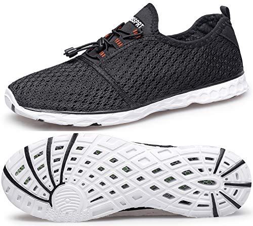 DOUSSPRT Men's Water Shoes Quick Drying Sports Aqua Shoes WhiteBlack Size 7