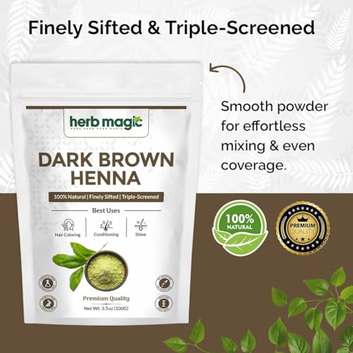 Herb Magic Dark Brown Henna Powder 3.5 oz