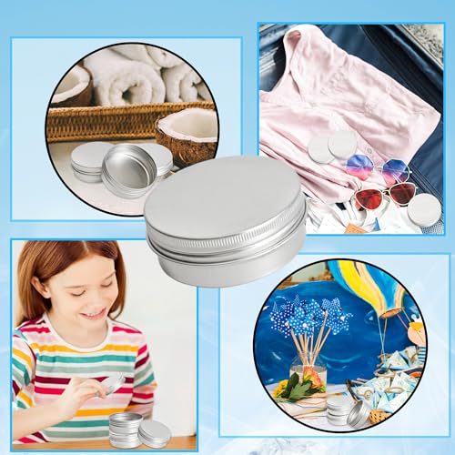 120 Pack Round Aluminum Tin with Screw Lid 2 oz Round Metal Cans Containers Empty Balm Storage Jars DIY Crafts Refillable Tin for Candle Salve Cosmetic Spices Food Lotion Beard (Color Set 1)
