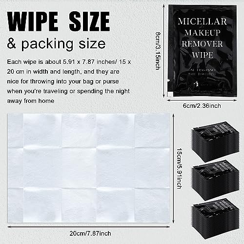 Ctosree 150 pcs Makeup Remover Wipes Bulk Individually Wrapped Makeup Wipes Single Remover Cloth Facial Cleansing Pads for Mascara Lipstick Oil Dirt Face Skin Travel Hotel(Black)