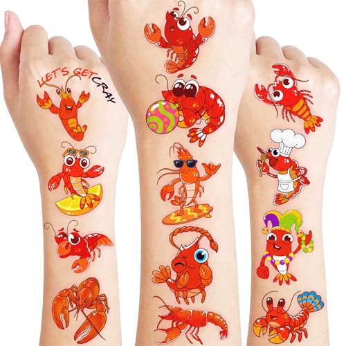 96 PCS Crawfish Boil Temporary Tattoos for Kids