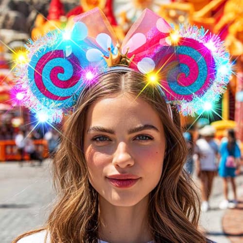 Light Up Mouse Ears Headband with Bow - LED Hair Accessory