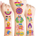 96 PCS Happy Diwali Pre-Cut Temporary Tattoos for Kids | Supper Cute Themed Birthday Party Favors, Supplies, Decorations, Diwali Festival Fake Tattoo Stickers, School Rewards Gifts for Boys & Girls