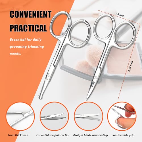 Facial Hair Grooming Scissors Kit - 2 PCS Stainless Steel Trimmer