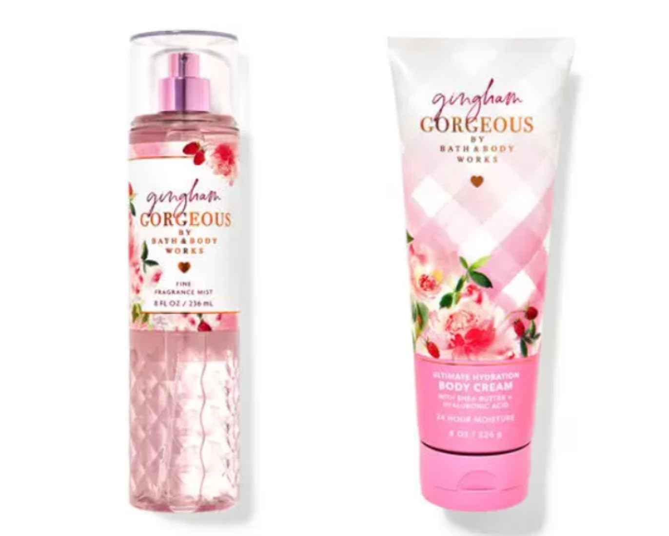 Bath and body Lotion, Perfume Mist, Shower Gel Fragrance Collection (Gingham Gorgeous Mist and Cream, 2 pc set)