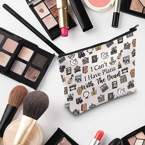 G2TUP Mortician Gift I Can't I Have Plans With The Dead Makeup Bag Funeral Director Cosmetic Bag Mortician Friend Dark Humor Gift (Plans With The Dead MB)