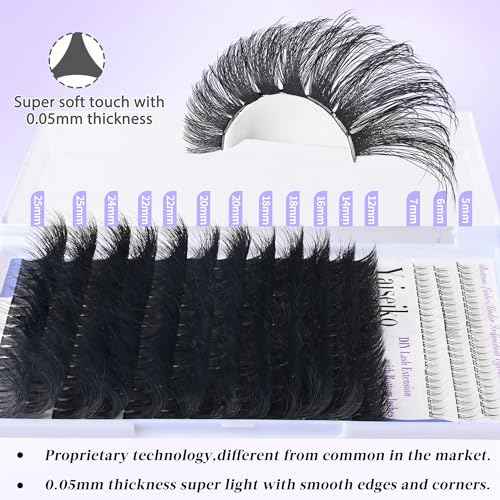 Lash Clusters with Bottom Lashes Thick 200D Volume Individual Lashes 12-25mm Wispy Eyelash Clusters D Curl Cluster Eyelash Extensions 264pcs DIY Lash Extension for Beginners
