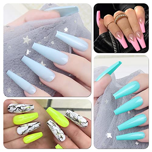 LoveOurHome 200pc Coffin Press on Nails long Gel Glossy Fake Nails Full Cover Colored Artificial Fingernail False Acrylic Tips 10 Colors for Women Girls Manicure Design