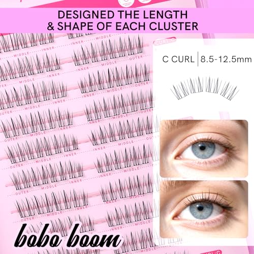 MLEN DIARY Lash Clusters Kit 80PCS C Curl Wispy Eyelash Extensions
