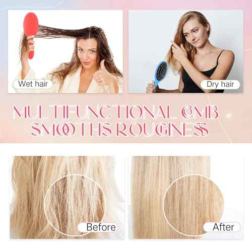 Suclain 30 Pieces Wet Hair Brushes for Women Travel Detangling Brush Soft Bristles with Cushion Base Drying Detangler Small Hair Brushes for Women, 10 Colors