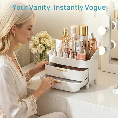 Vtopmart 3-Tier Makeup Organizer with Drawers - White