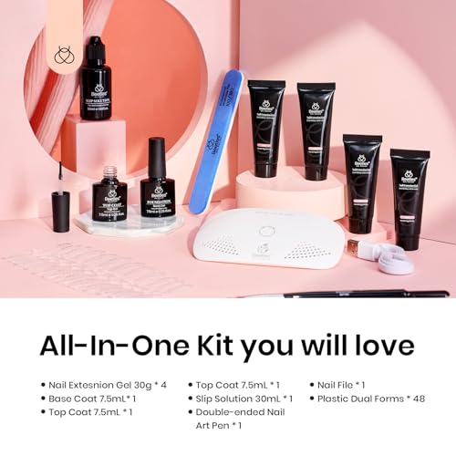 Beetles Poly Nail Gel Extension Kit - 4 Colors Nude Pink Starter Set