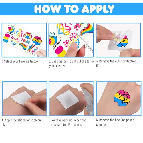 106 PCS Pansexual Rainbow Pride Temporary Tattoos