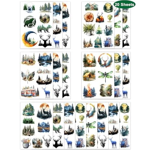156 Pieces Forest Temporary Tattoos Stickers,20 Sheets Forest Tree Animal Adventure Nature Themed Tattoos Stickers Party Decoration Supplies Party favors for Kids Adults