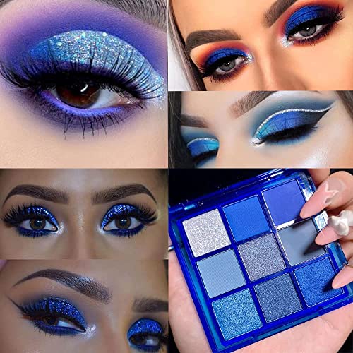 Blue Eyeshadow Palette - Waterproof Shimmer & Glitter Makeup