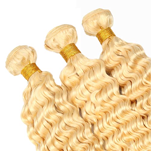 613 Blonde Deep Wave Human Hair Bundles 26 inch