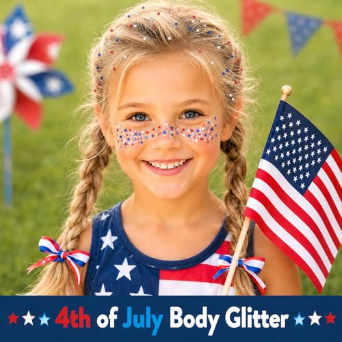 4th of July Red White Blue Glitter Stick Kit - Face & Hair