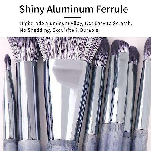 Natural Purple Badger Hair Makeup Brushes Set Professional, Walnut Makeup Brush Set with Case, Cosmetic Brushes Makeup Set, Natural Makeup Brushes, Natural Bristle Makeup Brushes - ShuiMo