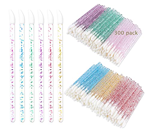 300Pcs Disposable Lip Gloss Applicators with Crystal Handle