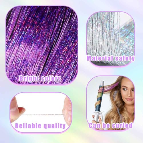 Hair Tinsel Clip-On Extensions 6 Strands Glitter 20 Inch