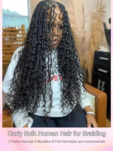100% Human Braiding Hair for Boho Braids - Curly Bulk 100g